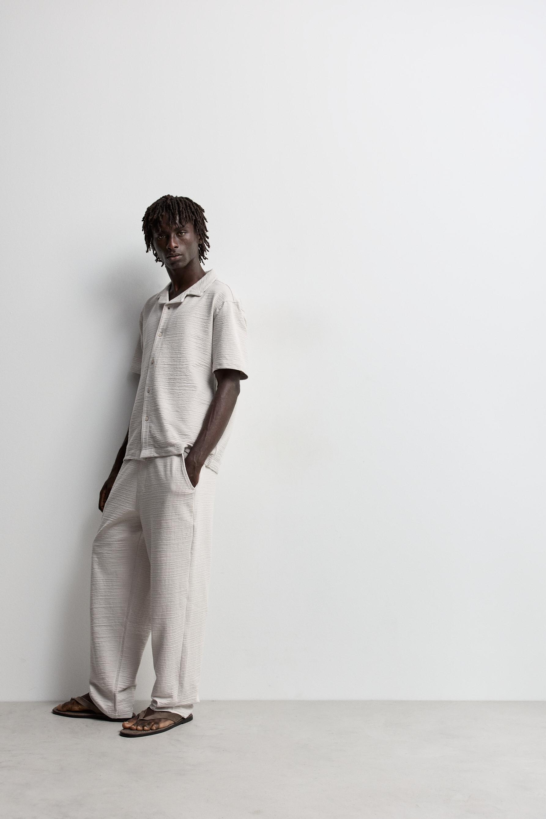 Seersucker trousers — IVORY