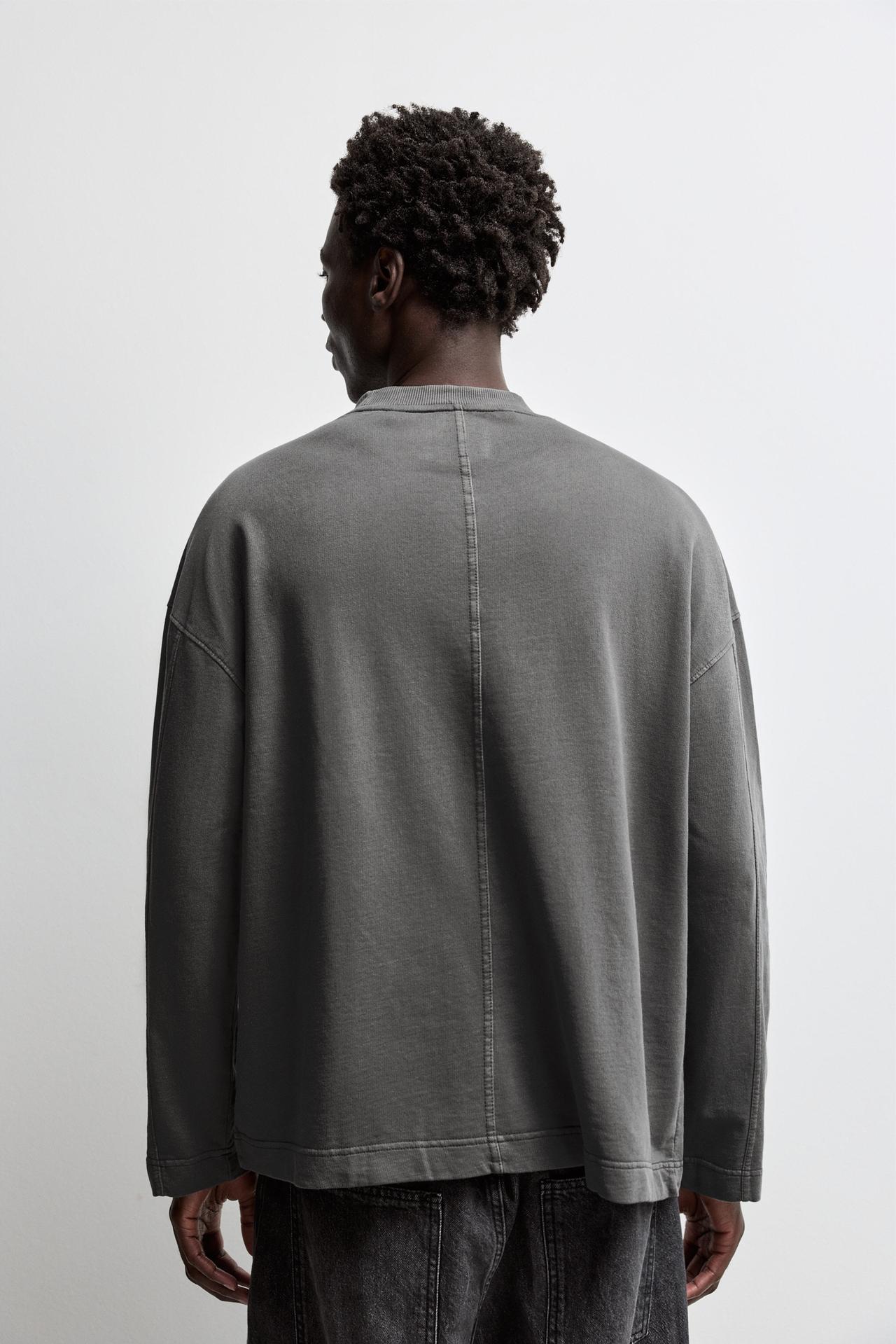 Washed-effect sweatshirt — BLACK