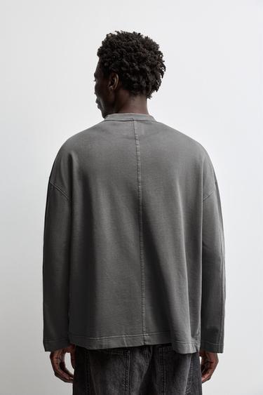 Washed-effect sweatshirt — BLACK 4