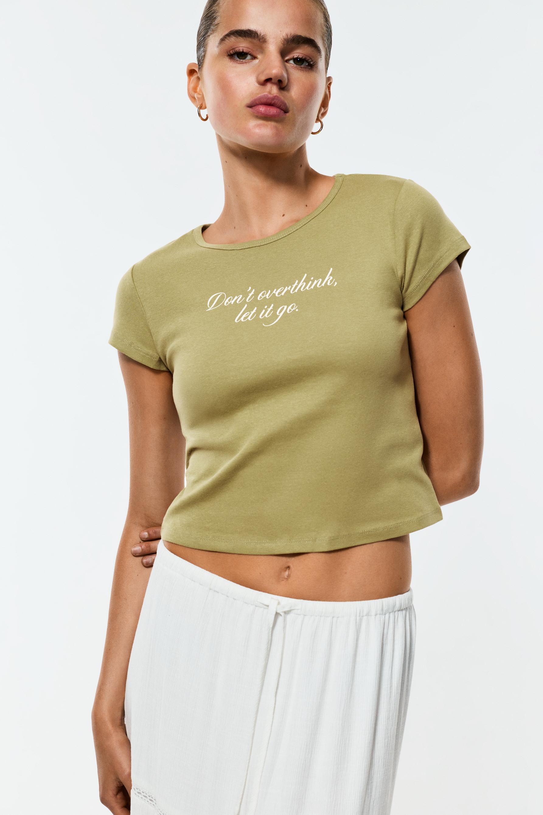 Printed Cropped T-Shirt — SAGE GREEN