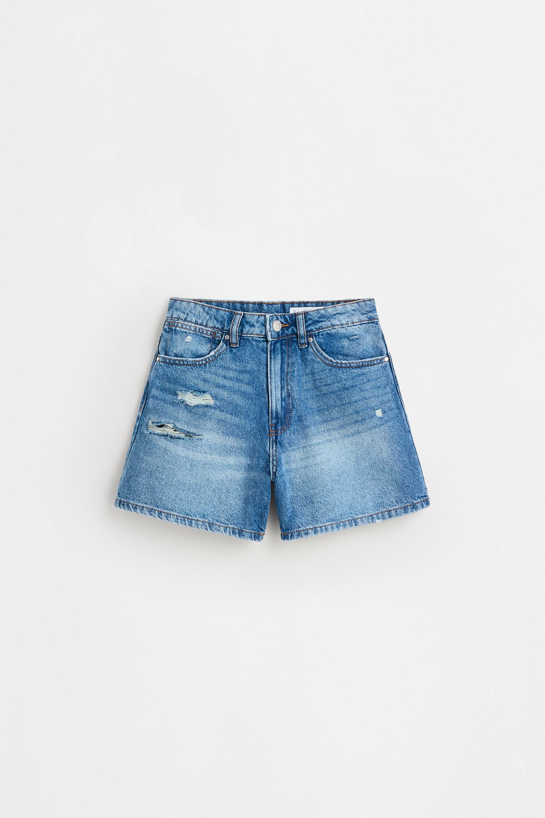 Basic mom fit denim shorts — PALE INDIGO