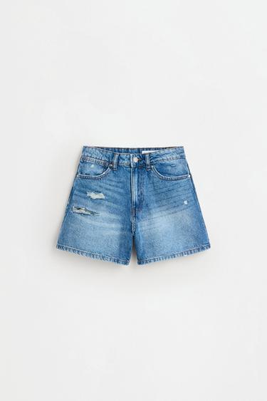 Basic mom fit denim shorts — PALE INDIGO 6