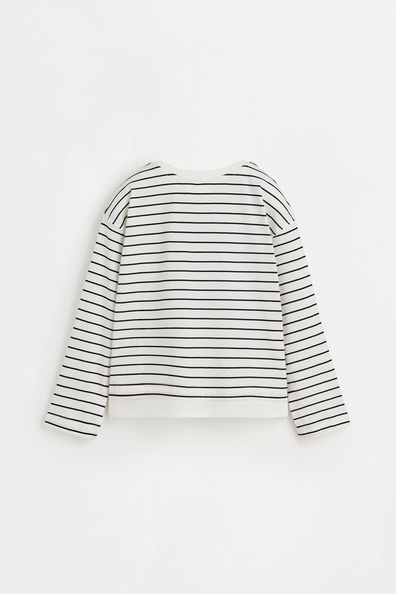 Striped T-shirt with textured text — OFF WHITE