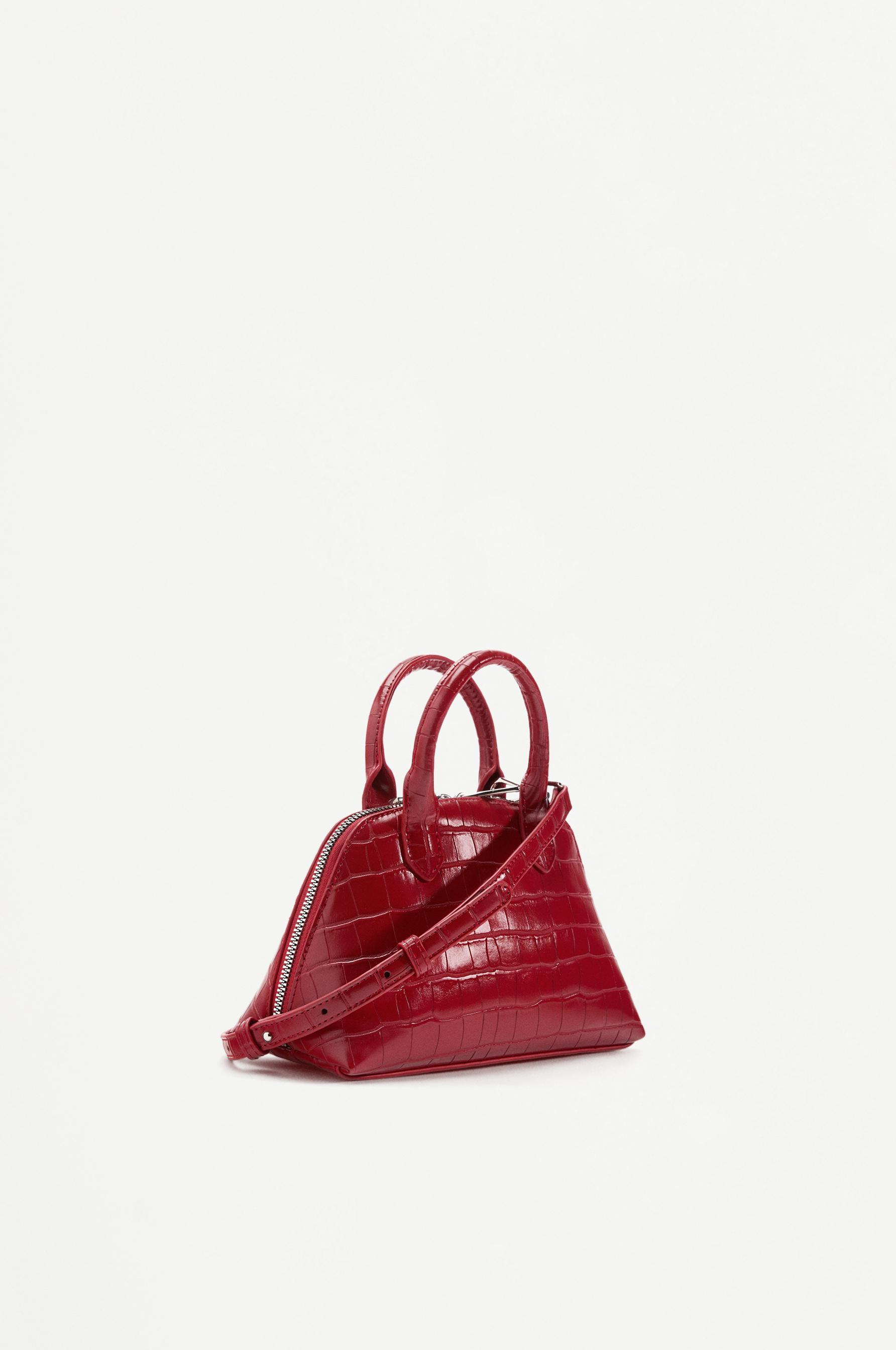 Crocodile-effect crossbody bag — RED
