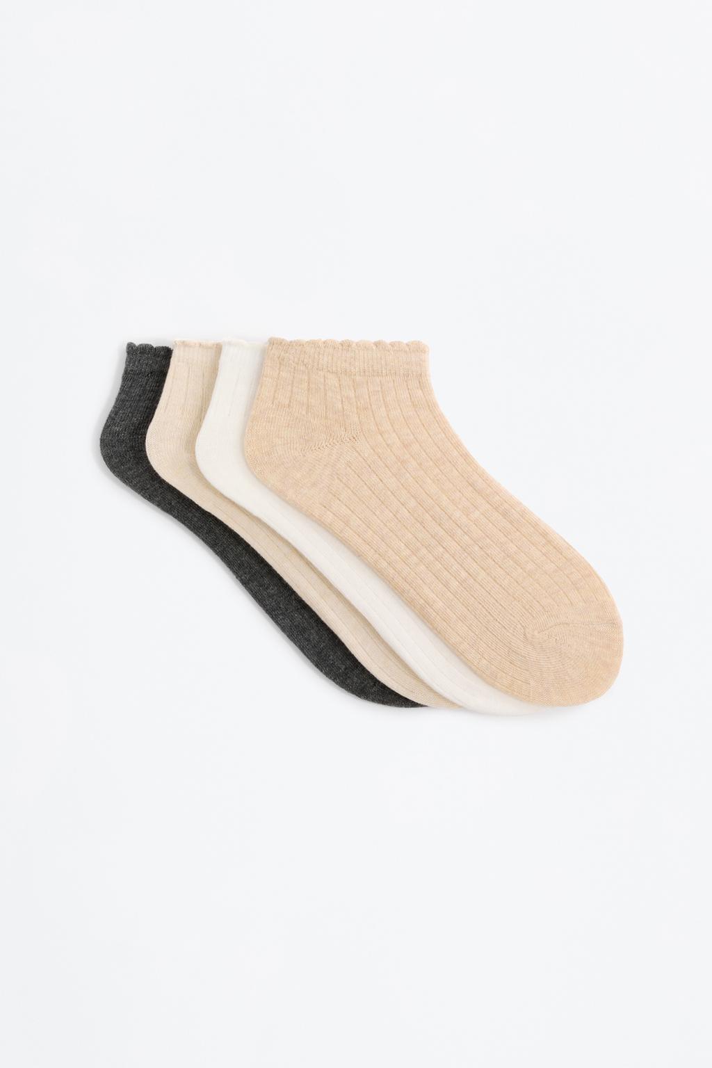 Pack 4 calcetines tobilleros canalé