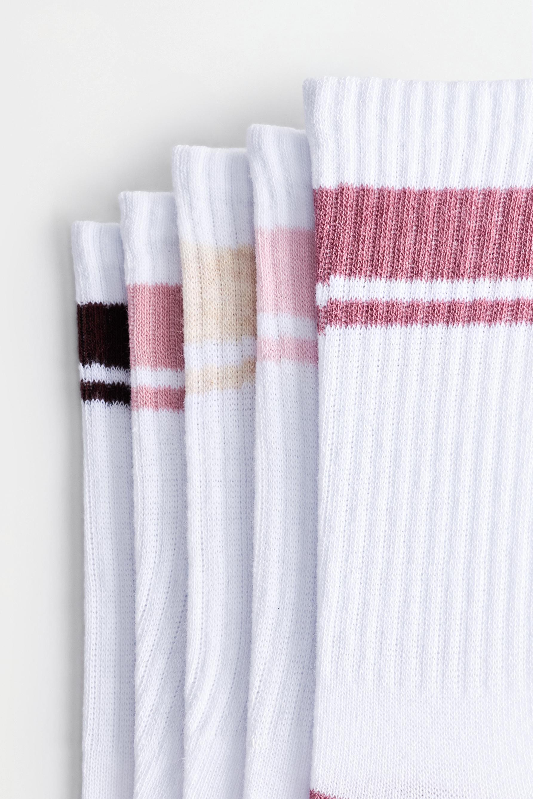 Striped sports socks (5-pack) — PINKISH WHITE