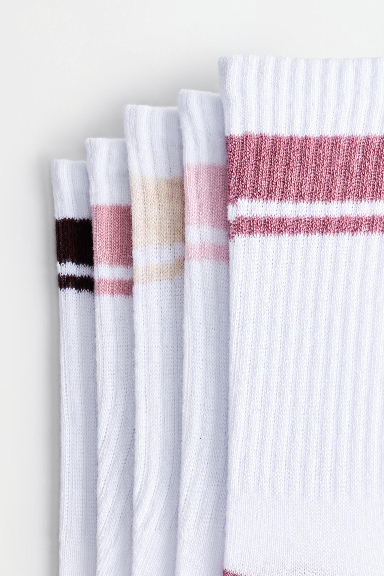 Striped sports socks (5-pack) — PINKISH WHITE