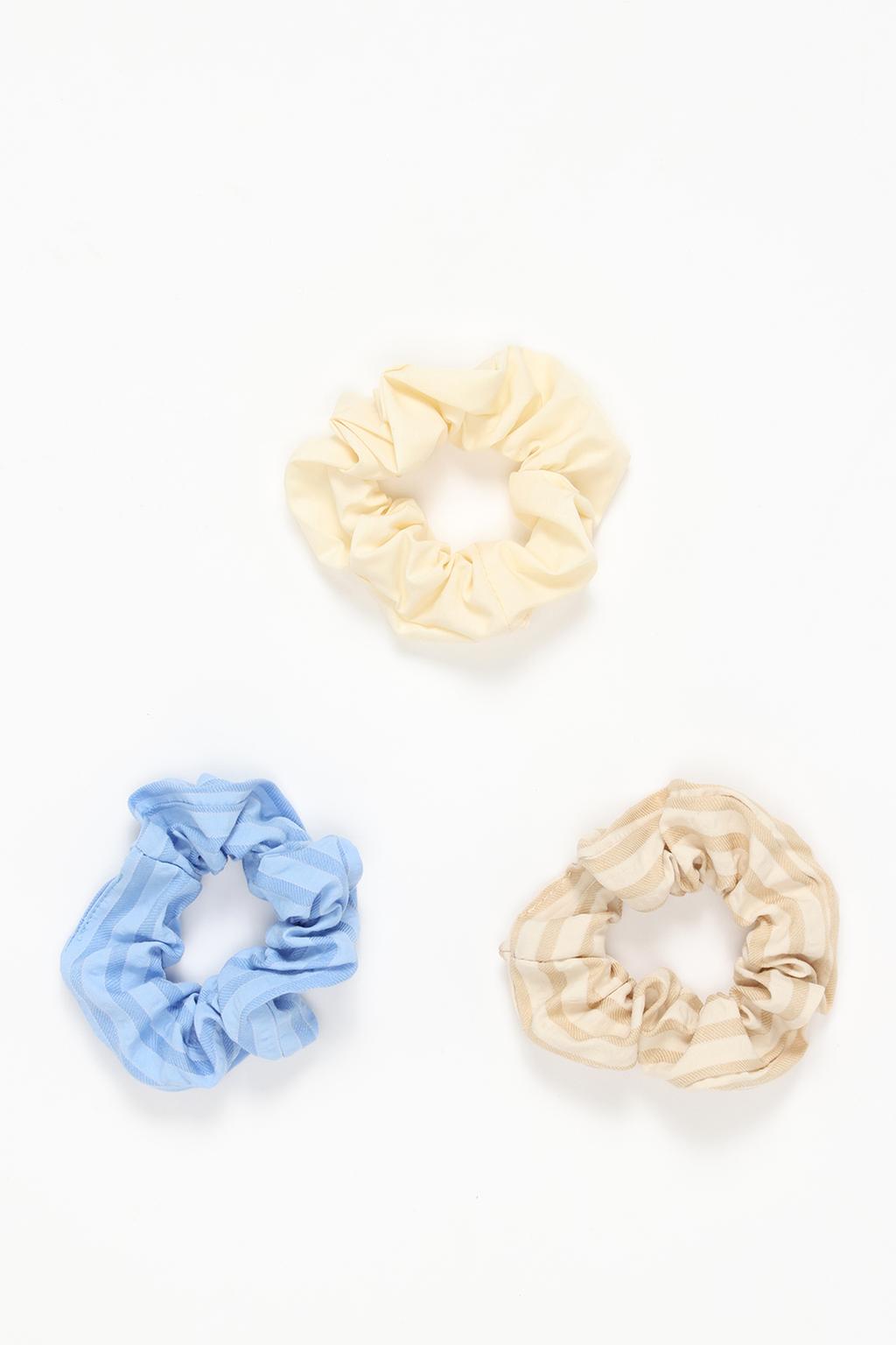 3-pack of striped elasticated scrunchies