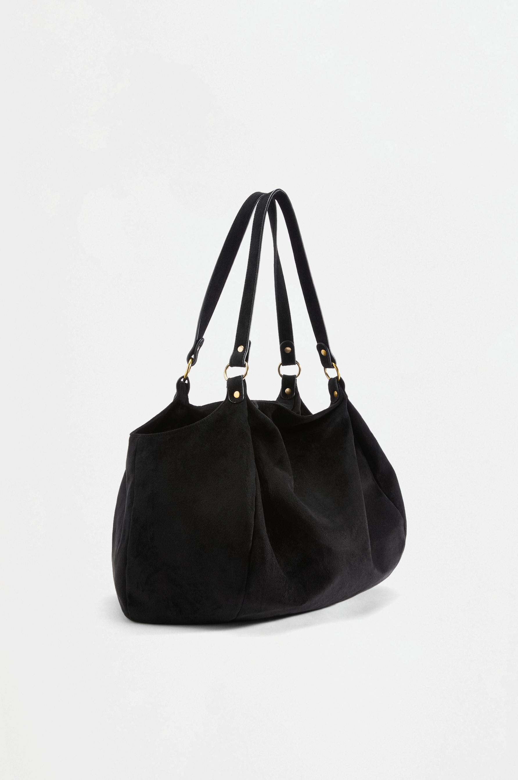 Faux suede tote bag — BLACK