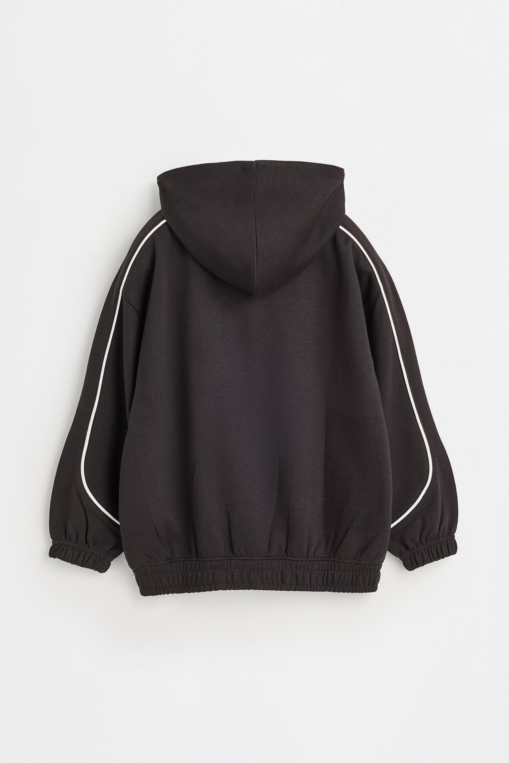 Interlock sweatshirt with trim — BLACK