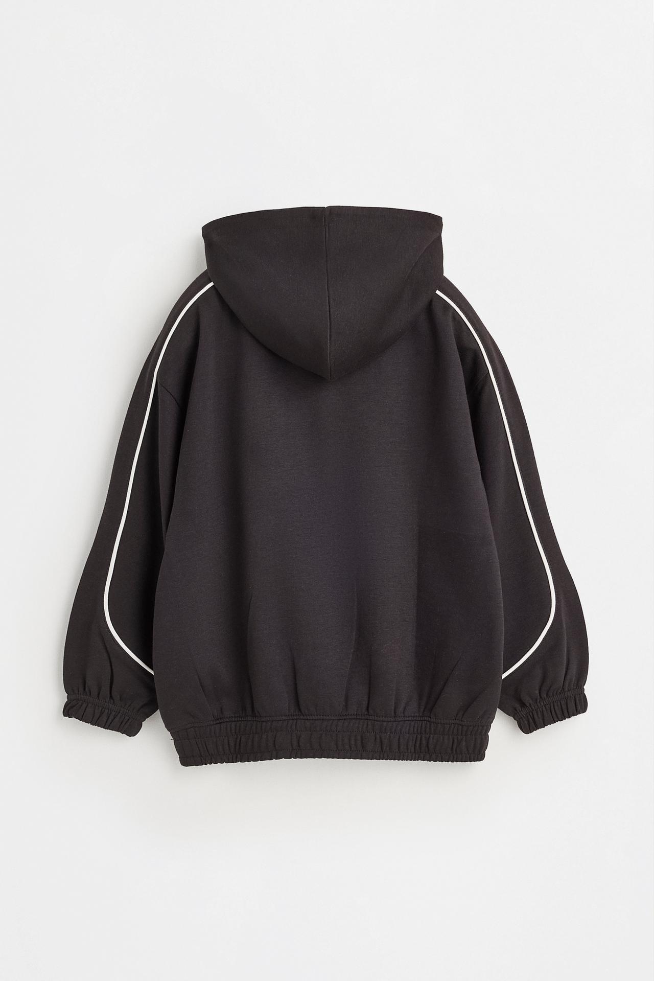 Interlock sweatshirt with trim — BLACK