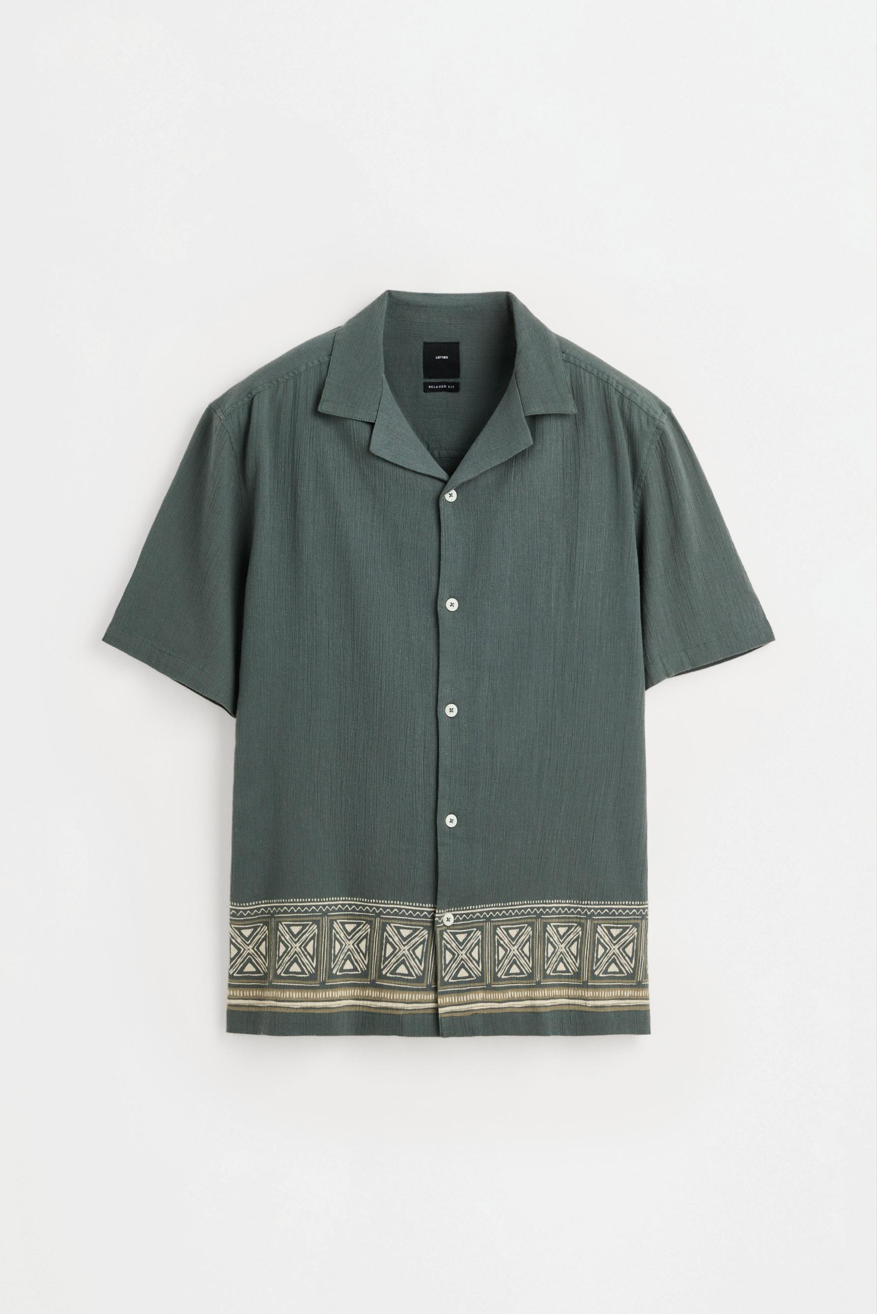 Border print shirt — DARK GREEN