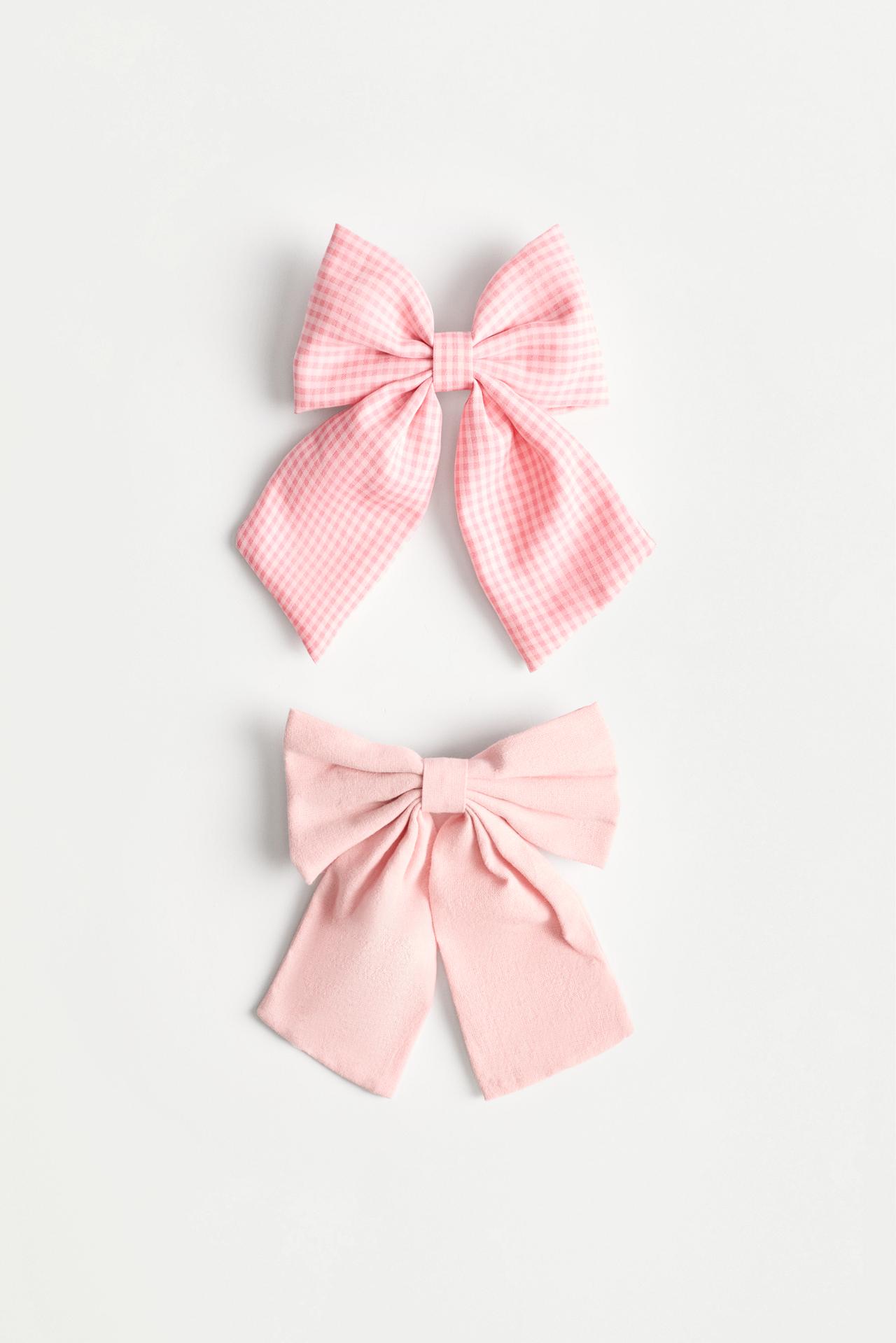 Mixed gingham bows (2-pack) — PINK