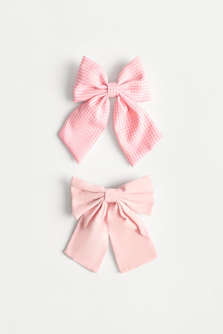 Mixed gingham bows (2-pack) — PINK