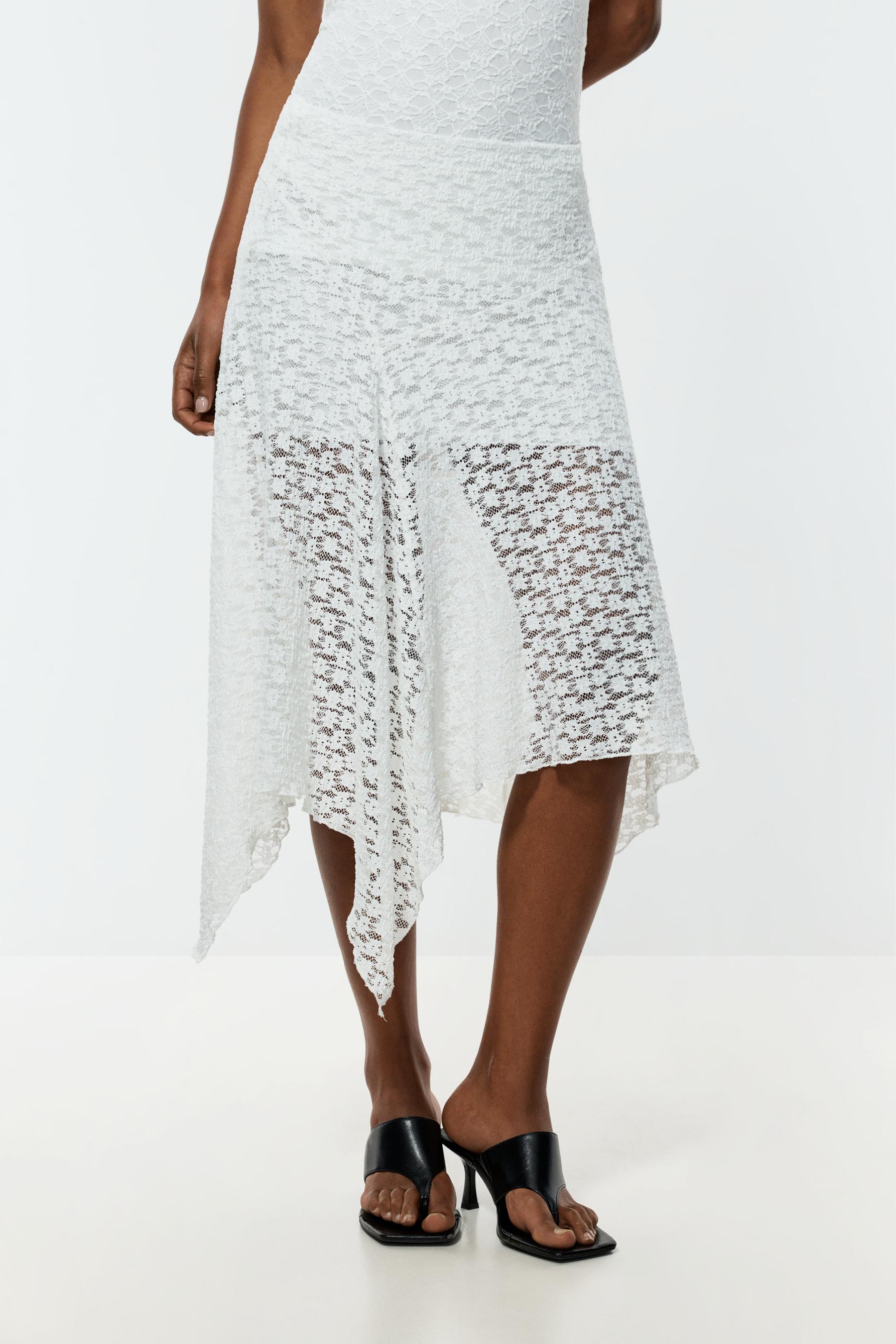 Lace midi skirt — OFF WHITE