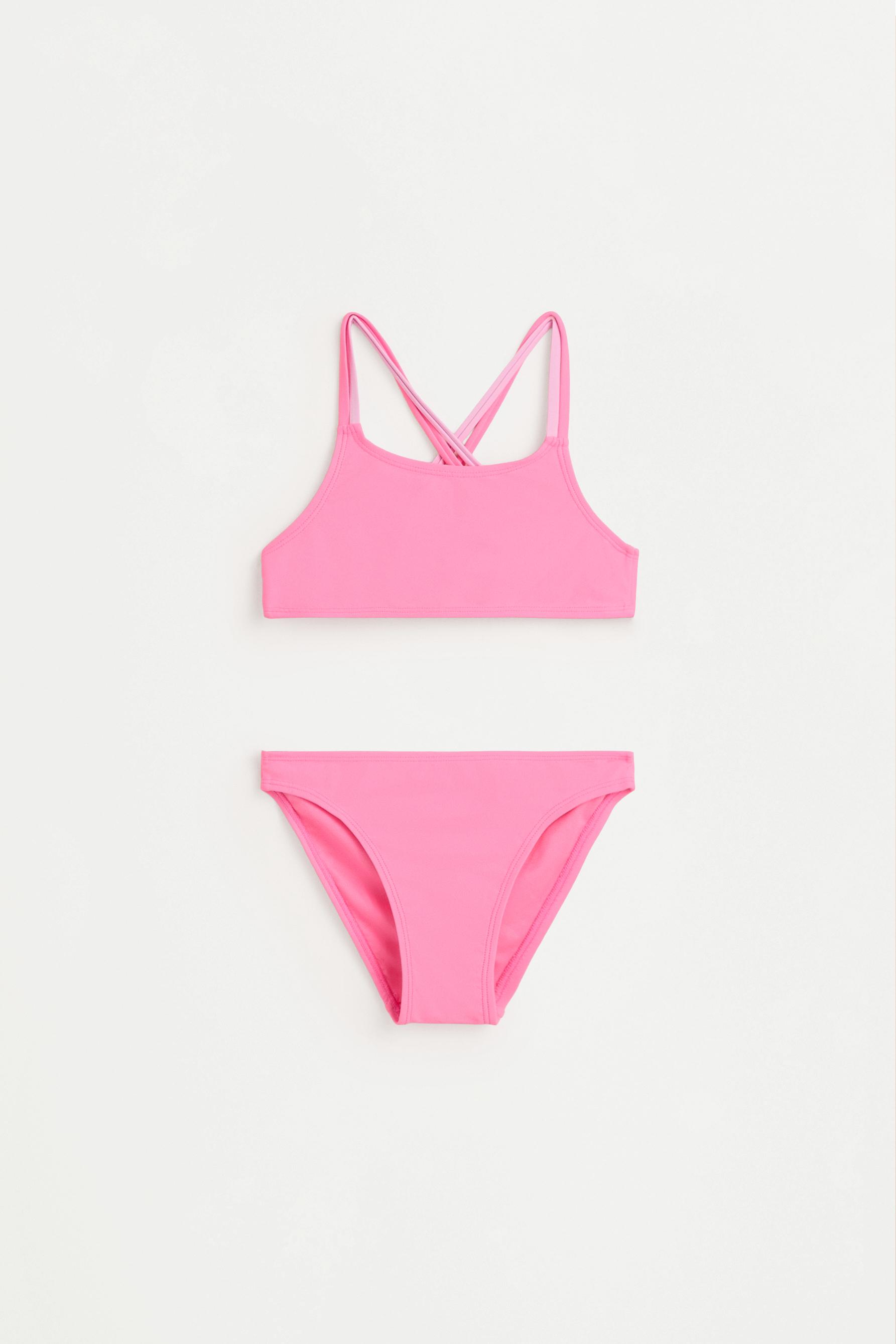 Bikini with double crossed straps — NEON PINK