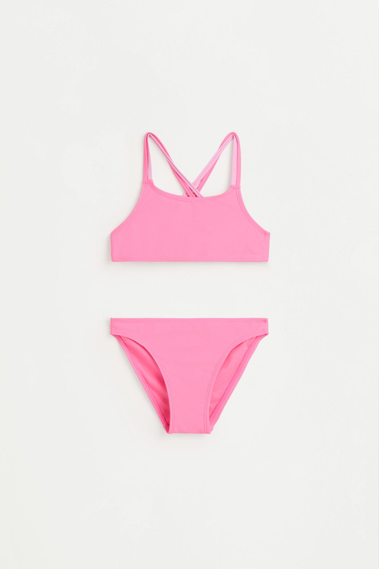 Bikini with double crossed straps — NEON PINK