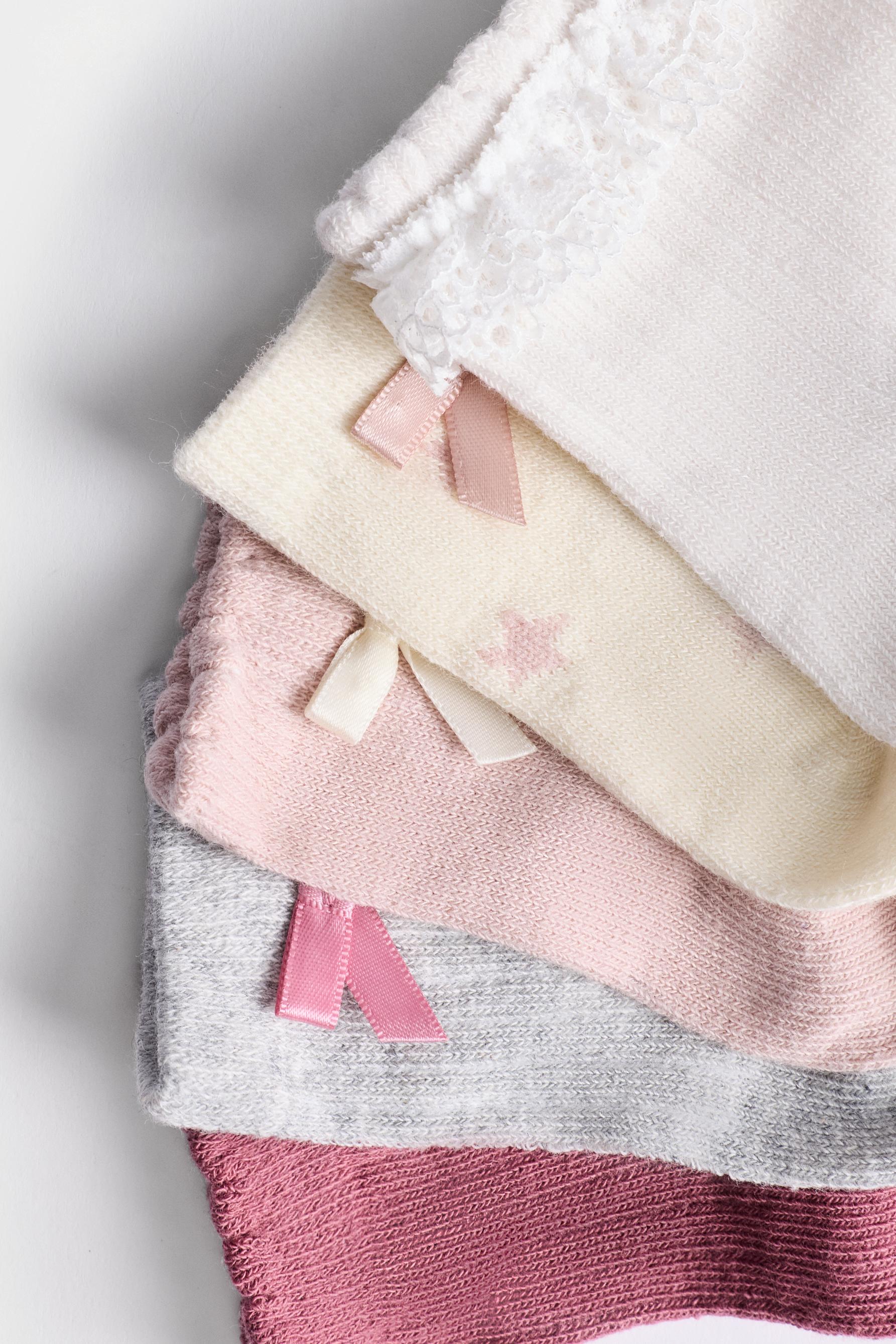 Long socks with bows (5-pack) — GREY MARL