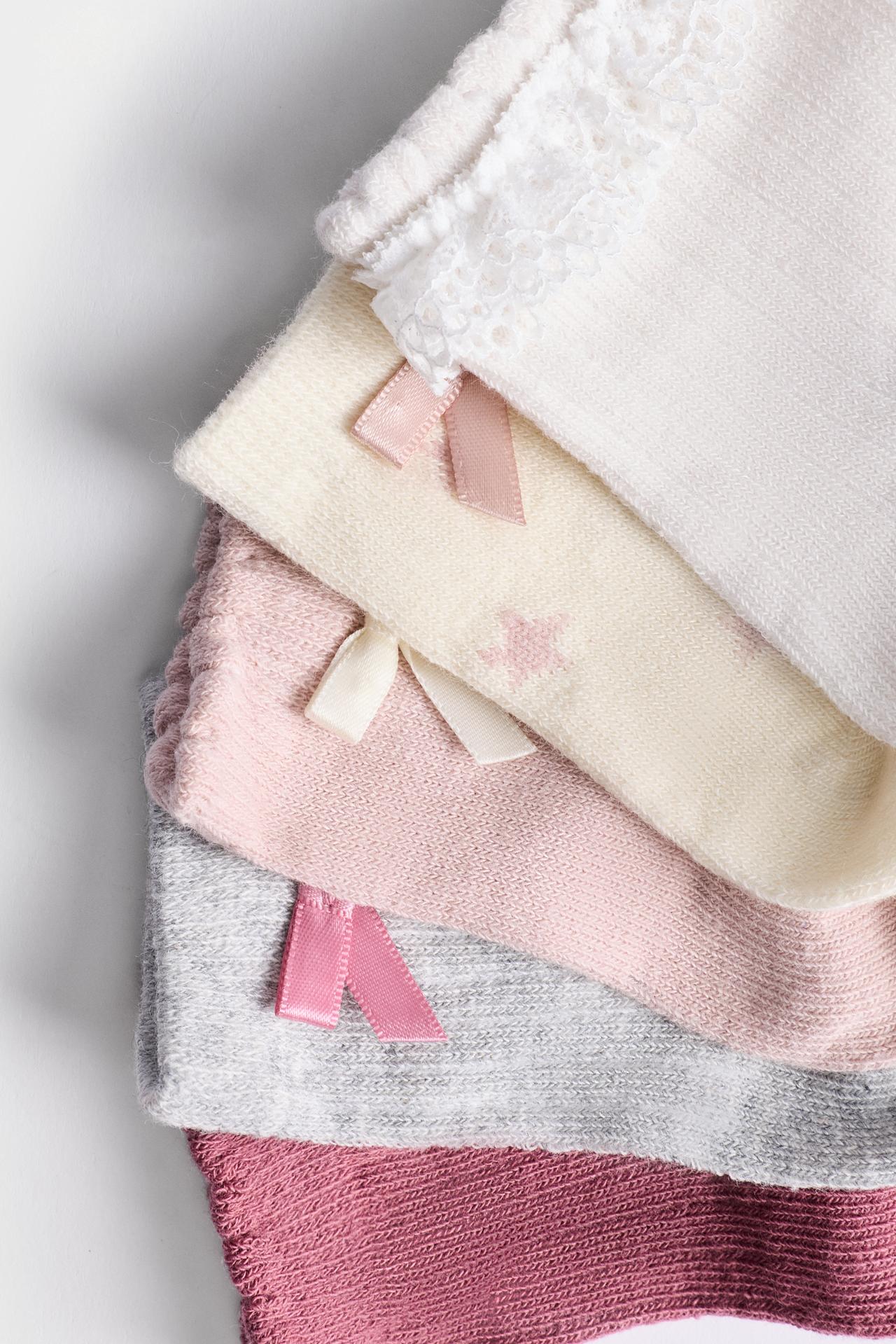 Long socks with bows (5-pack) — GREY MARL