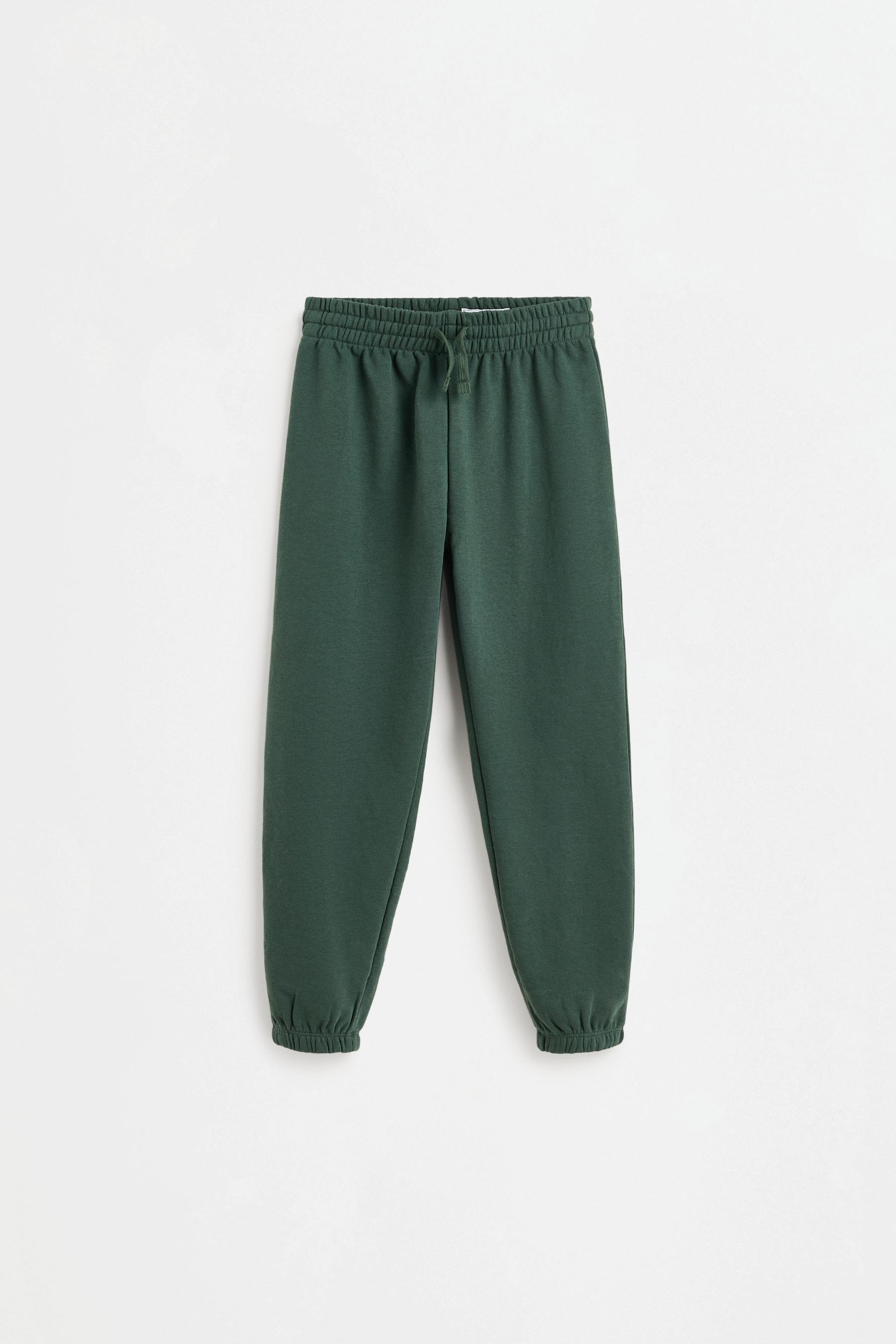 Solid plush trousers — BILLIARD GREEN
