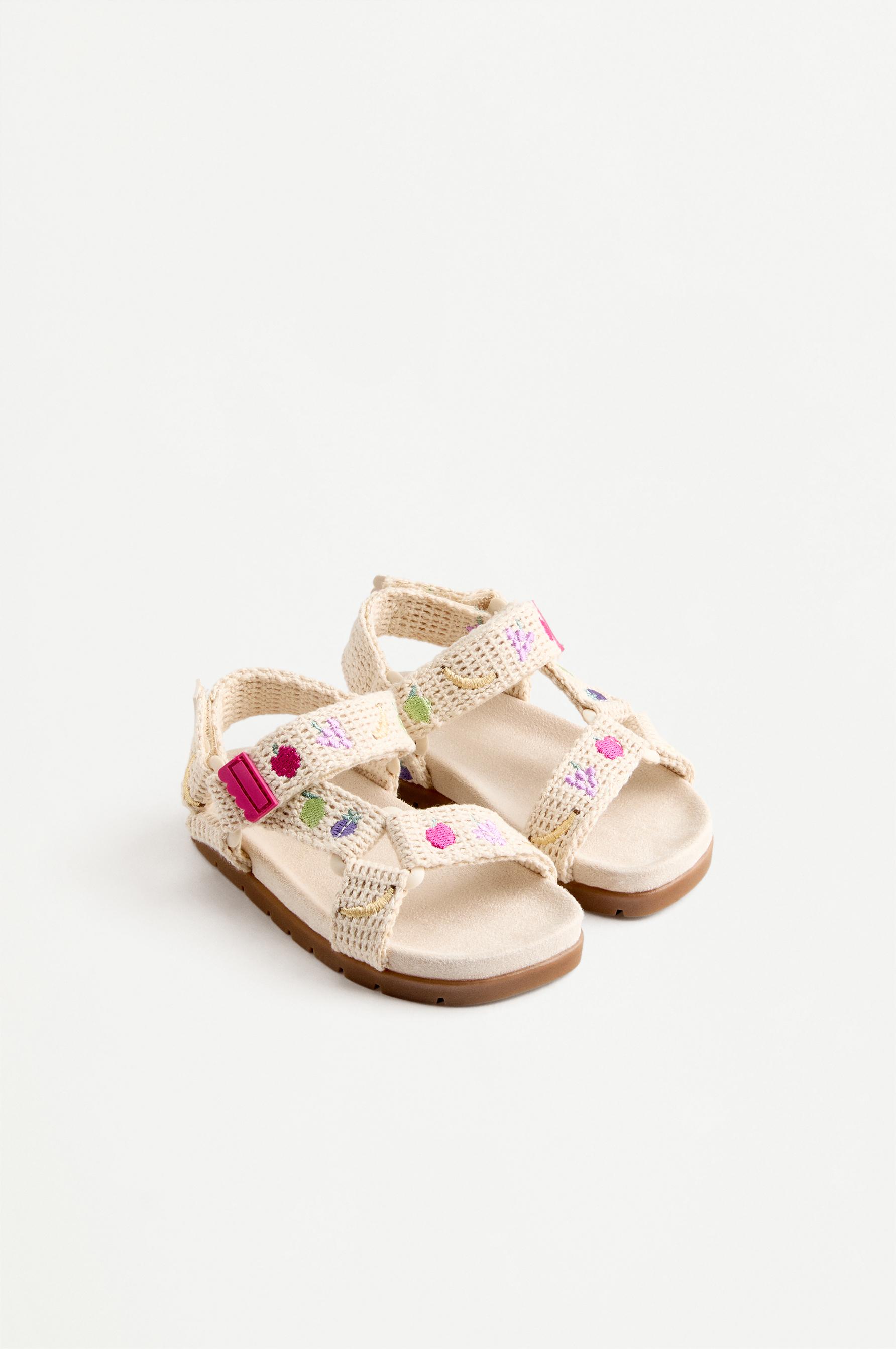 EMBROIDERED COMFORT SANDALS — ECRU