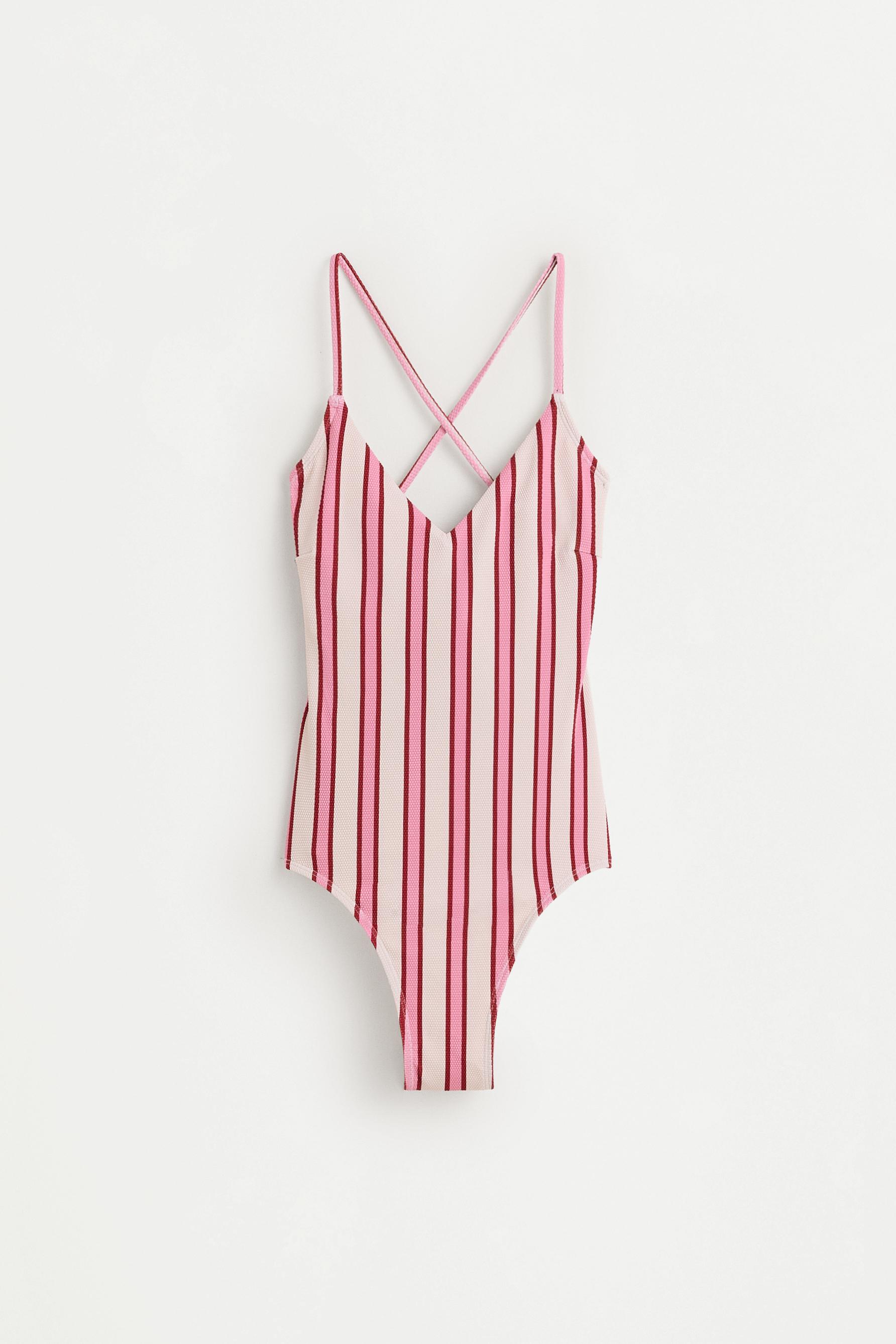 Women's | Pink Stripe Swimsuit — PINKISH WHITE