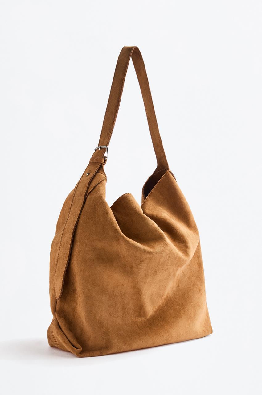 Faux suede bucket bag with buckle ACCESSORIES Man Lefties