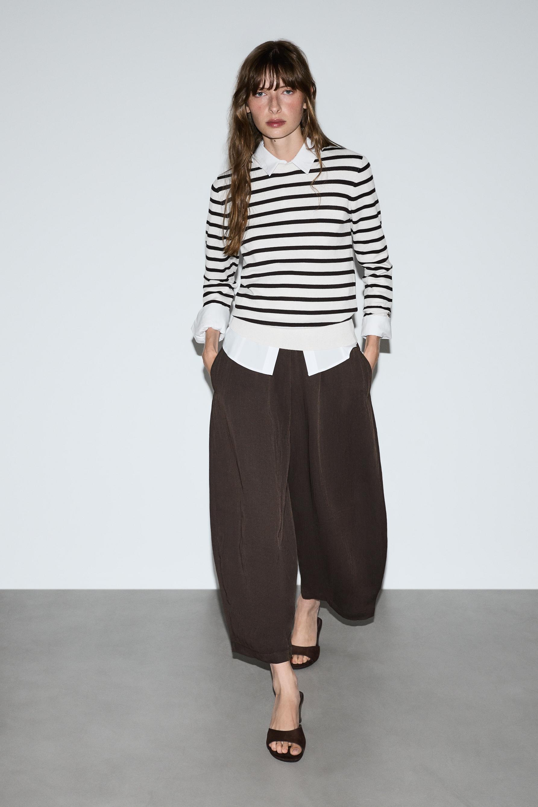 Basic gold button sweater — BEIGE/BROWN