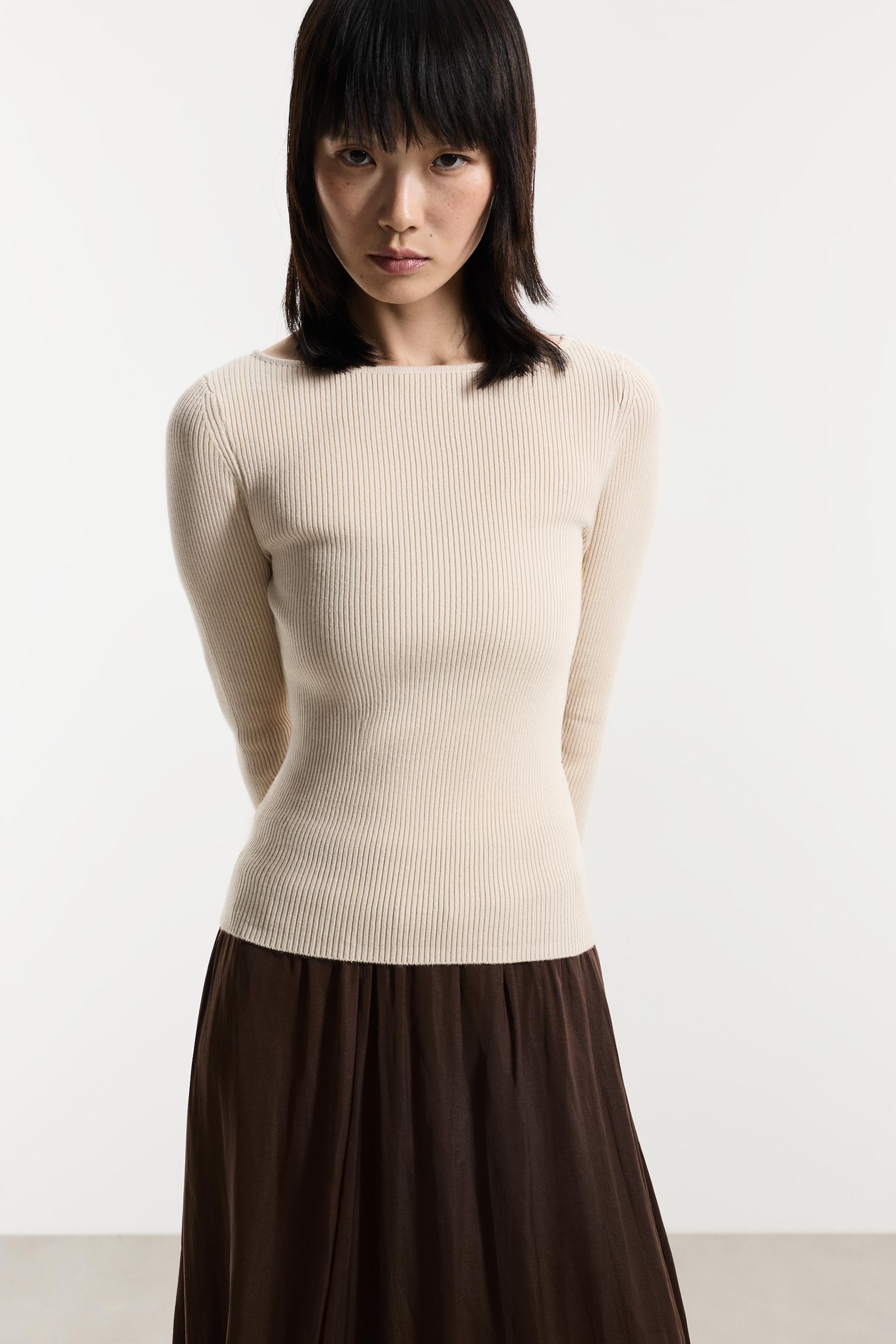 Basic rib sweater — ECRU