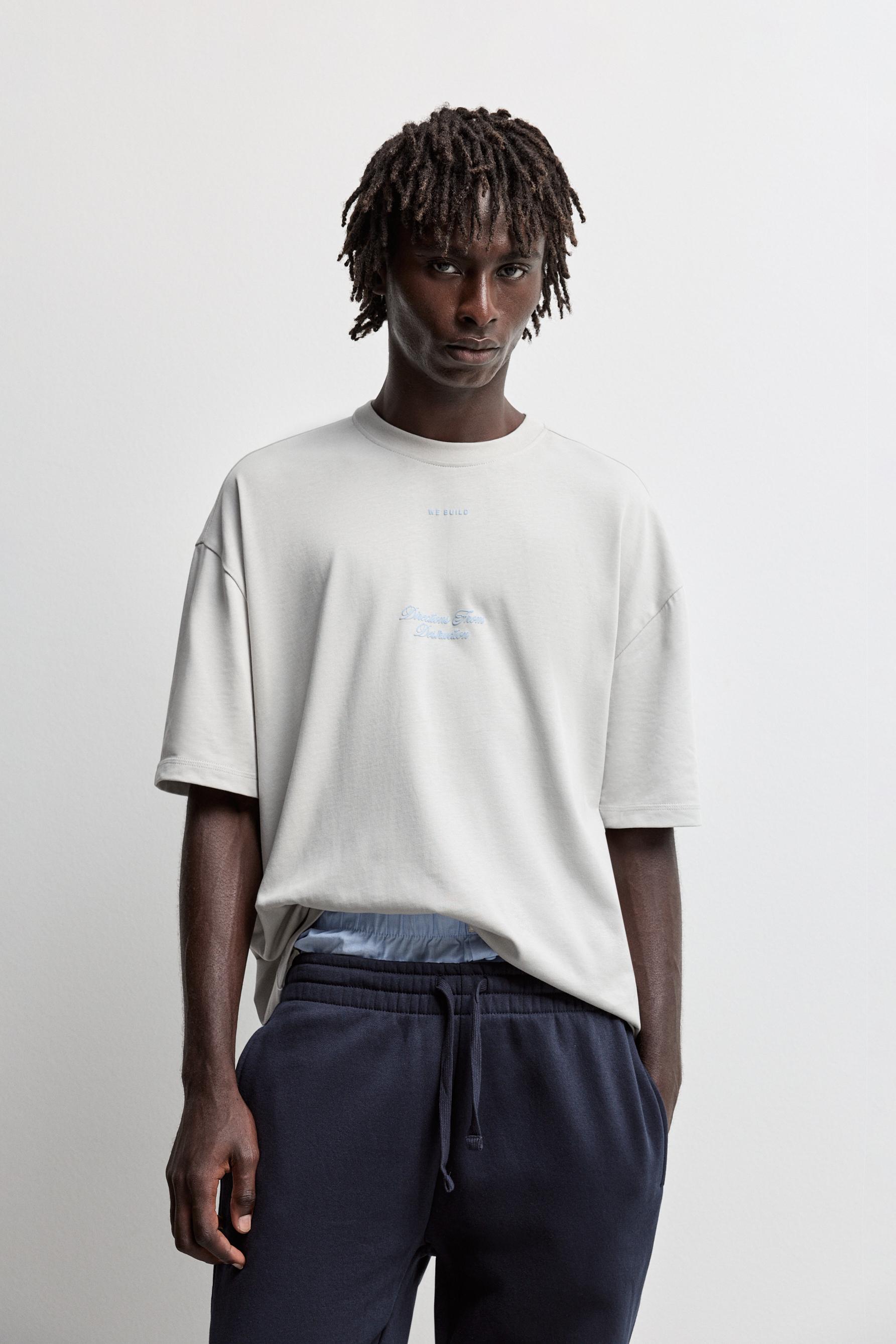Oversize printed T-shirt — PALE GREY