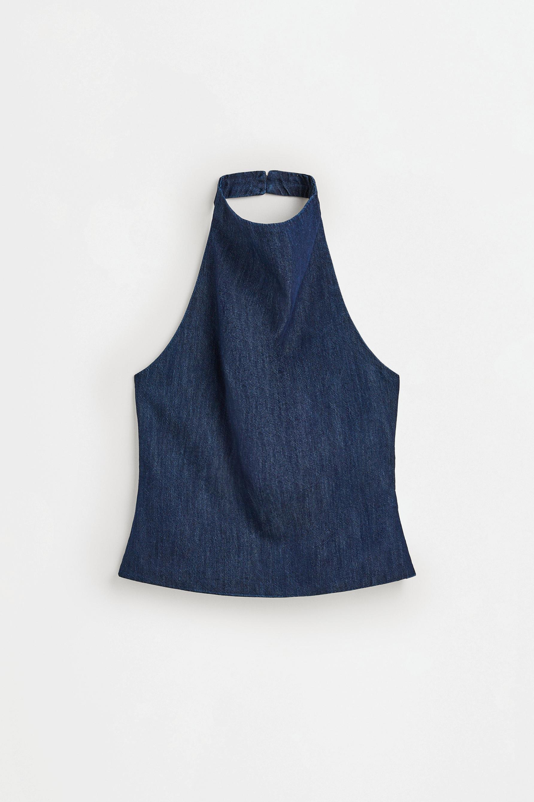 Indigo denim halter top — NAVY