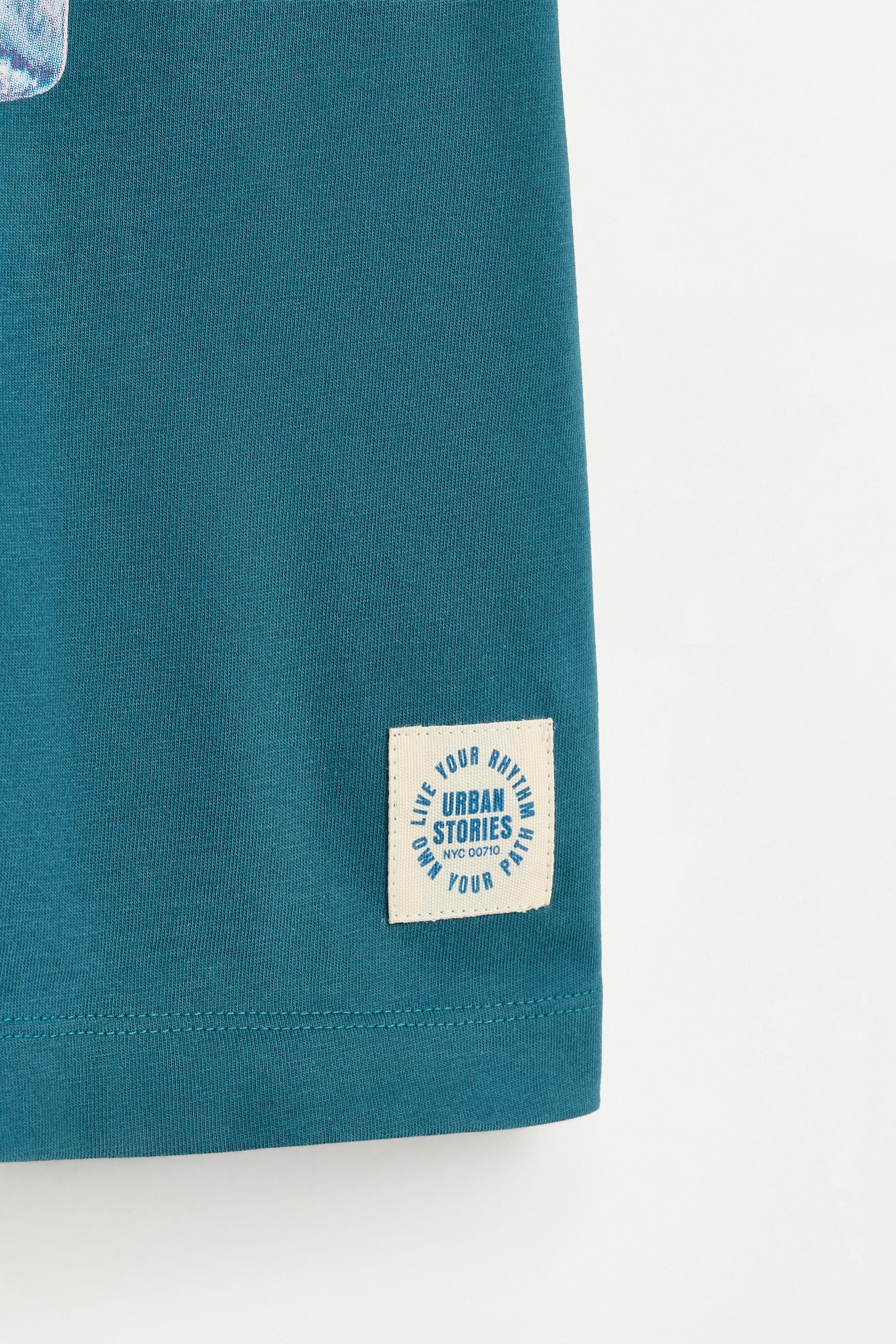 Printed T-shirt — STEEL BLUE