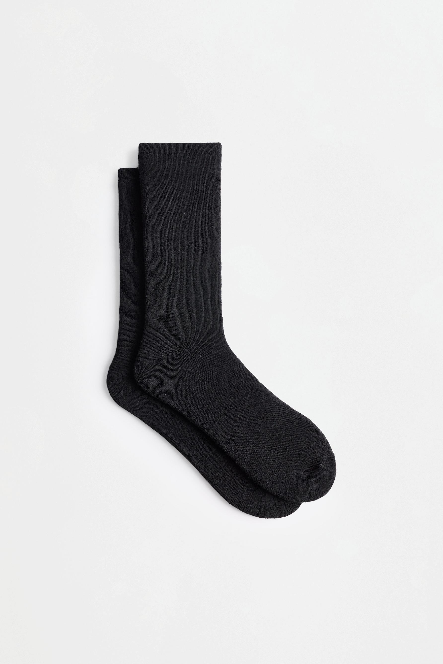 Terrycloth long socks (2-pack) — BLACK MARL