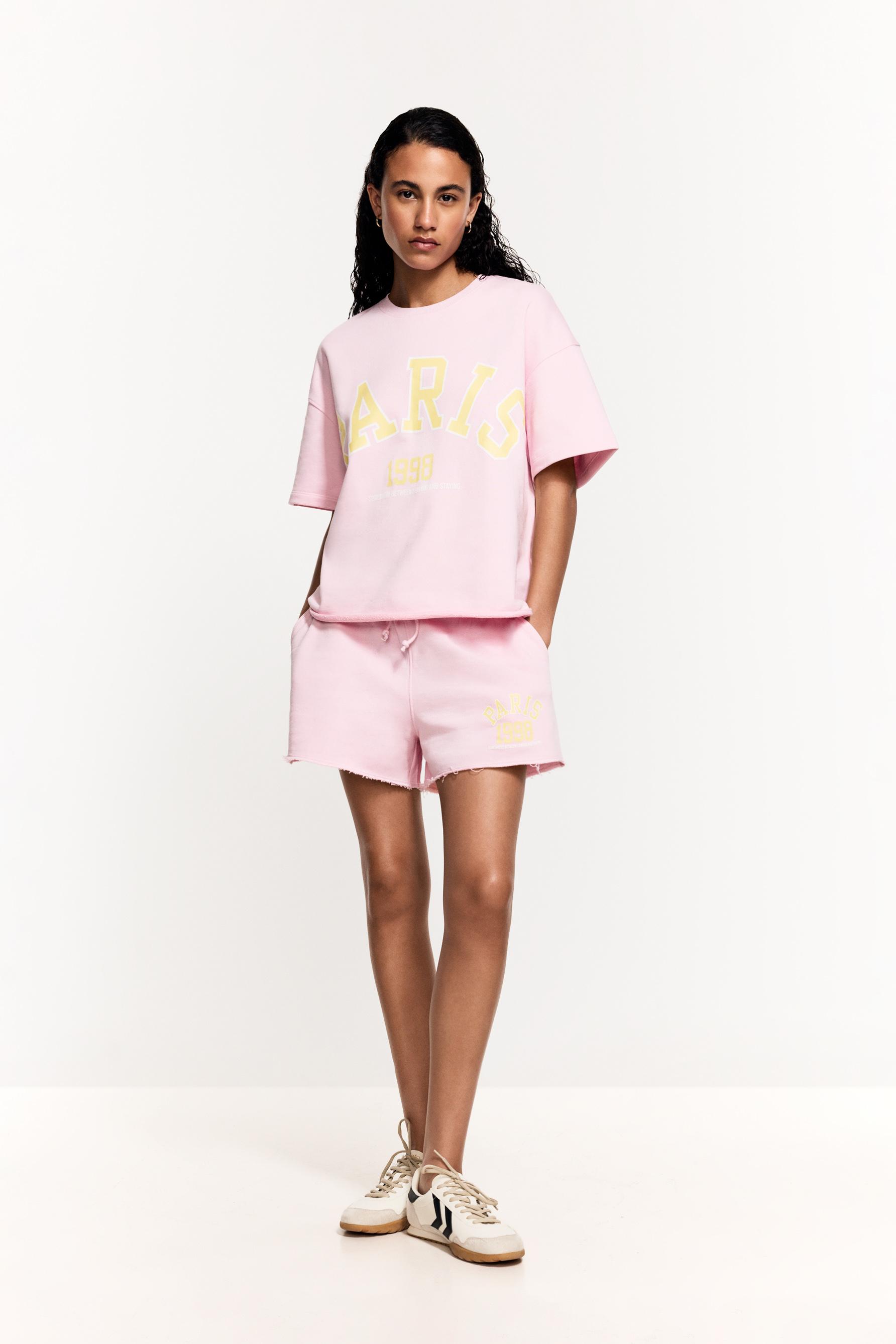 Printed short sleeve sweatshirt — PINK
