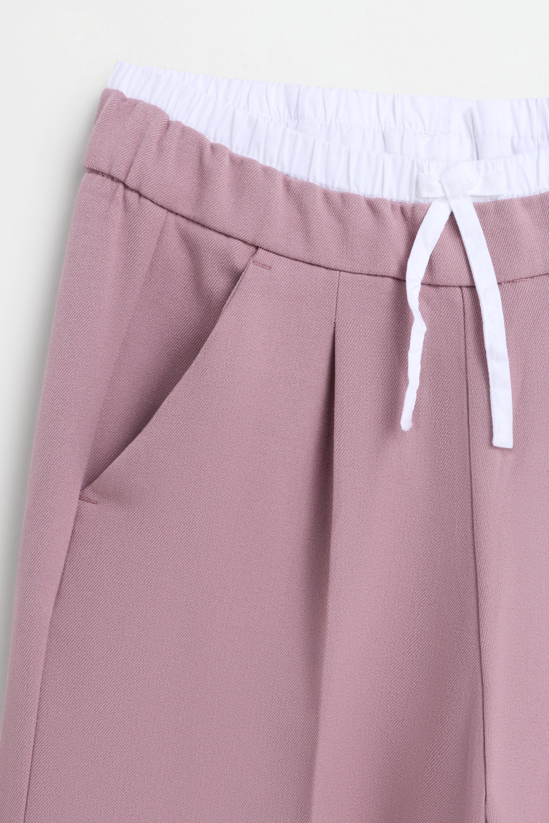 Double waistband wide-leg trousers — PINK