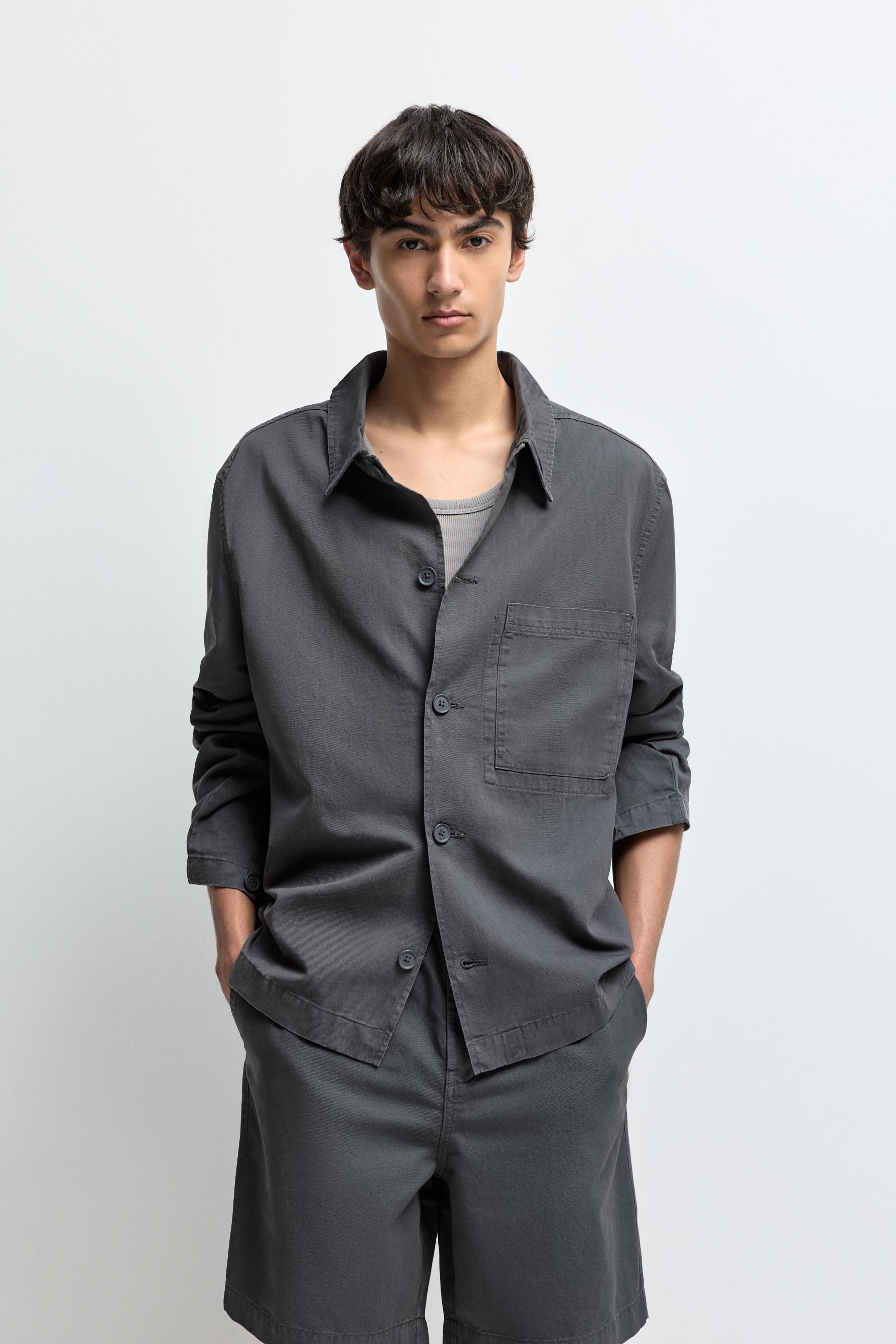 Linen blend overshirt — ANTHRACITE GREY