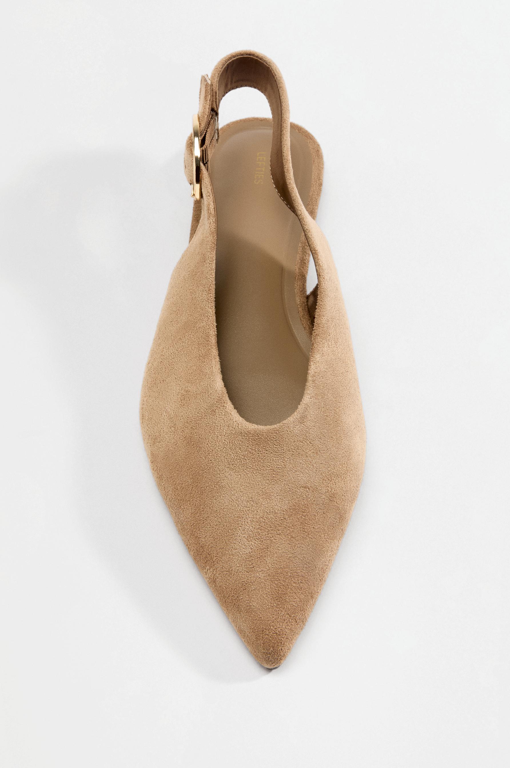 Faux suede flat shoes — BROWN