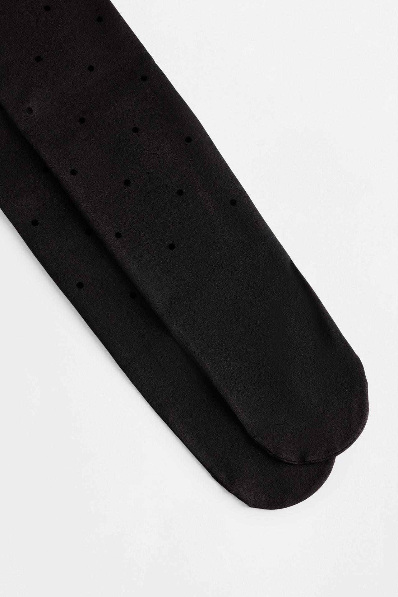 Leather effect fleece tights 200 den — CHARCOAL