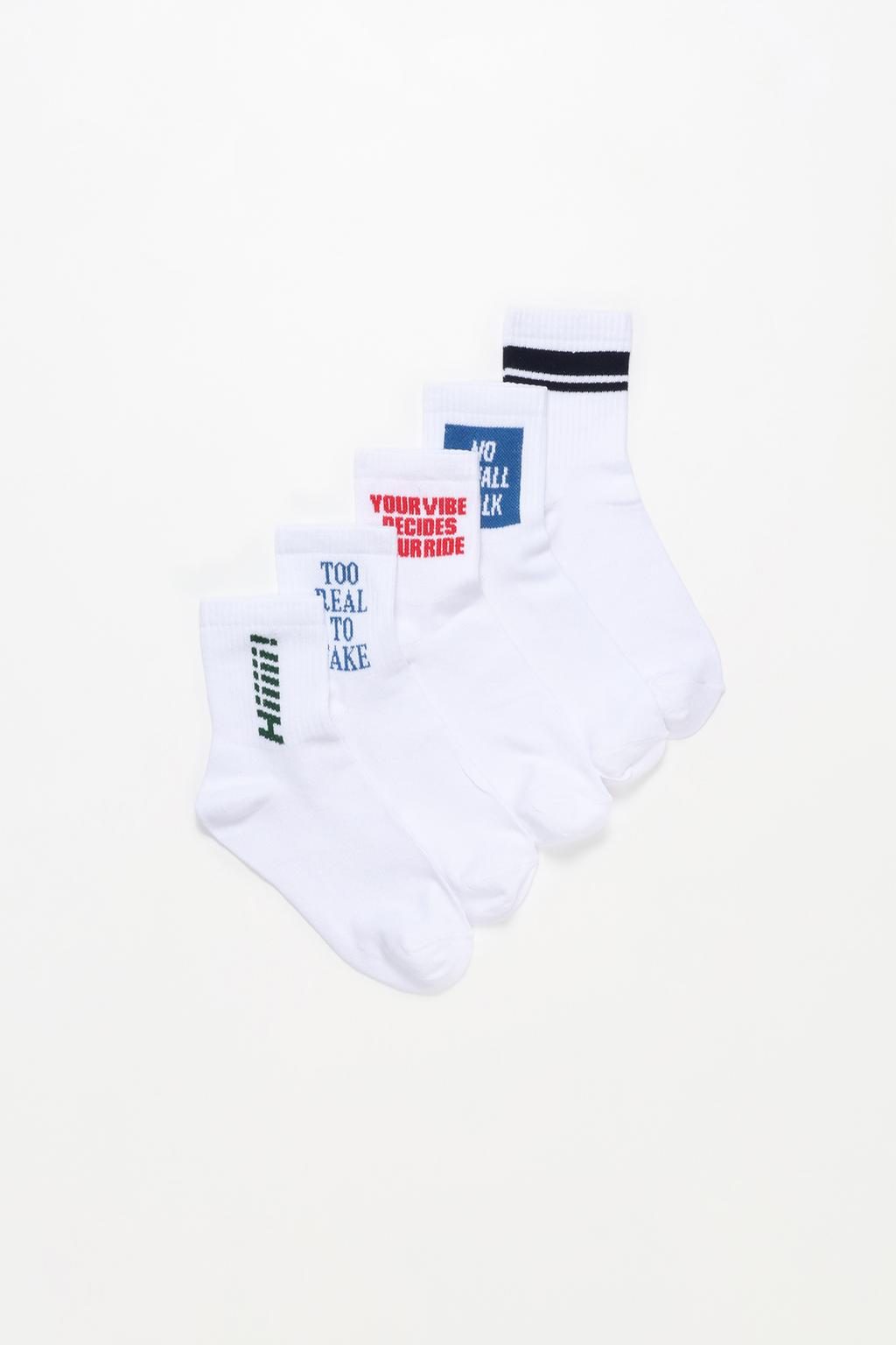 5-pack of contrast long ankle socks