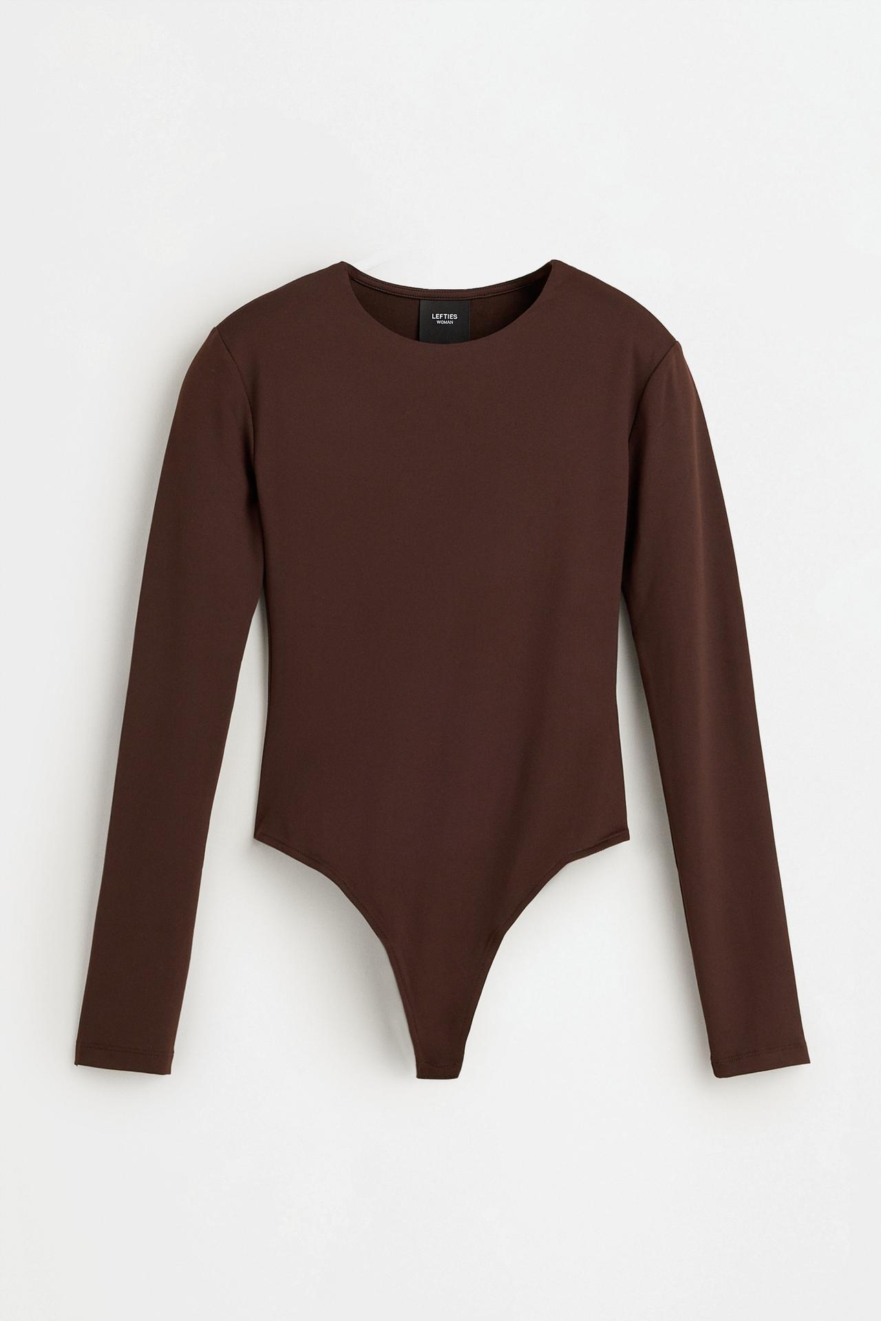 Long sleeve polyamide bodysuit — CHOCOLATE