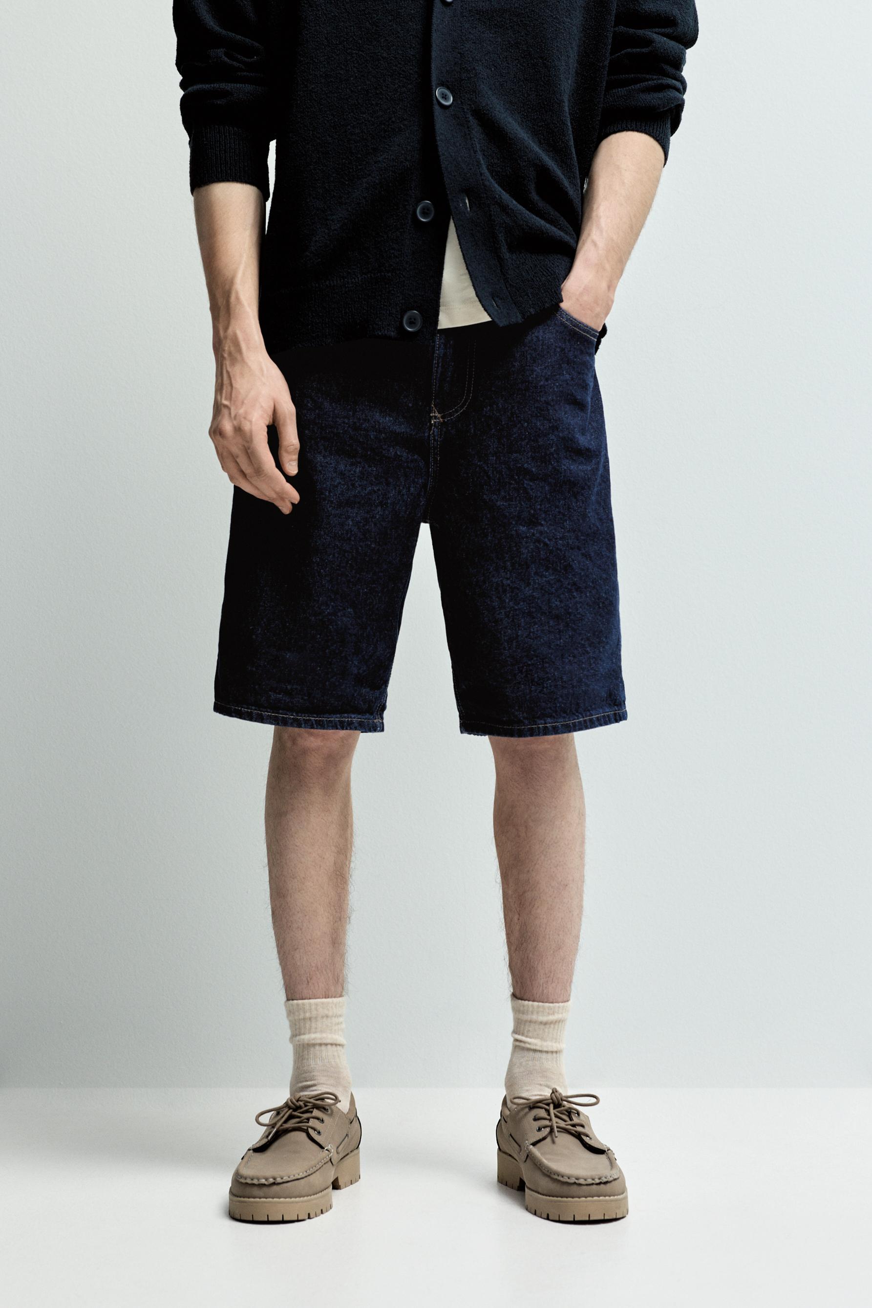 Regular fit denim Bermuda shorts — DARK INDIGO