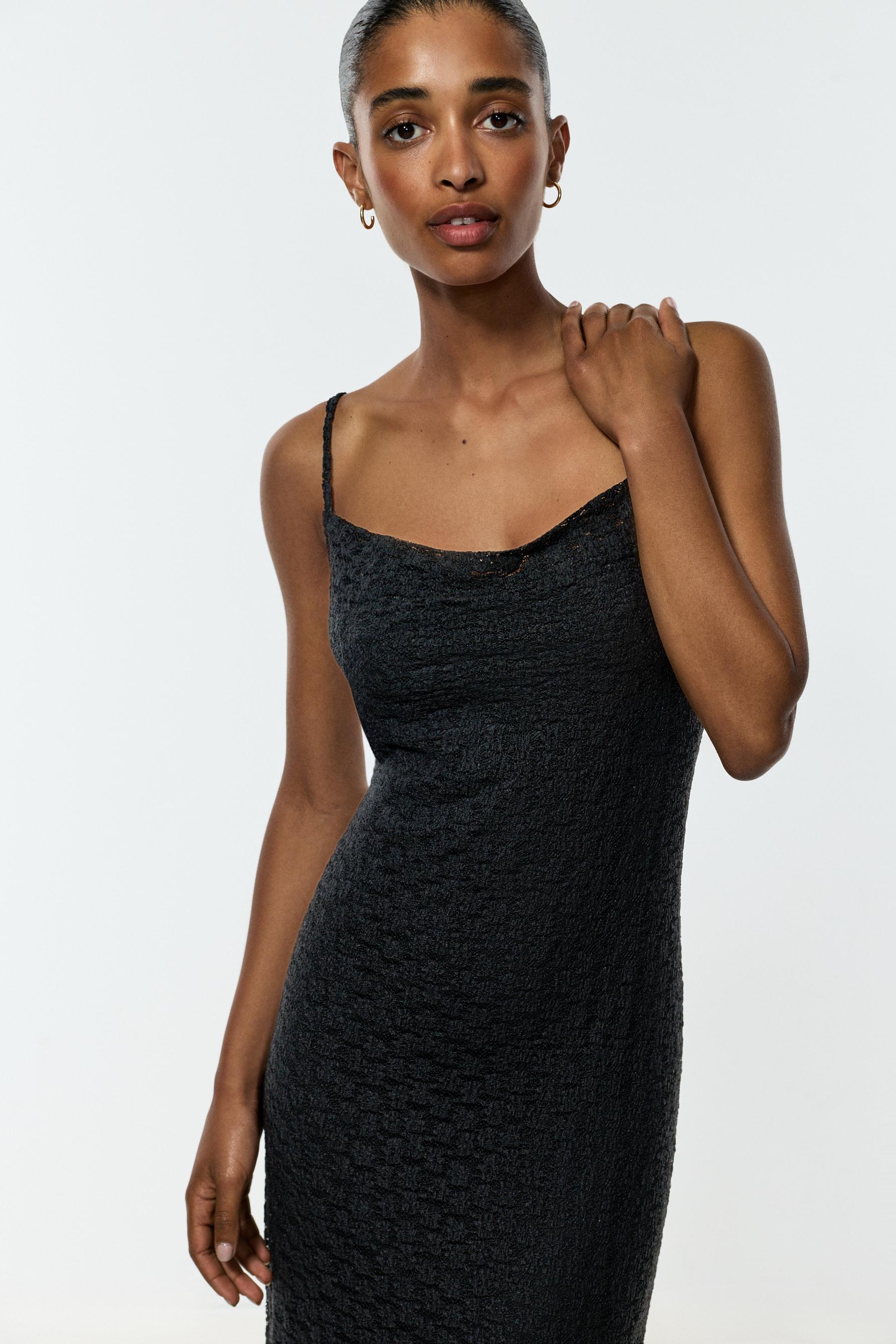 Lace midi dress — BLACK