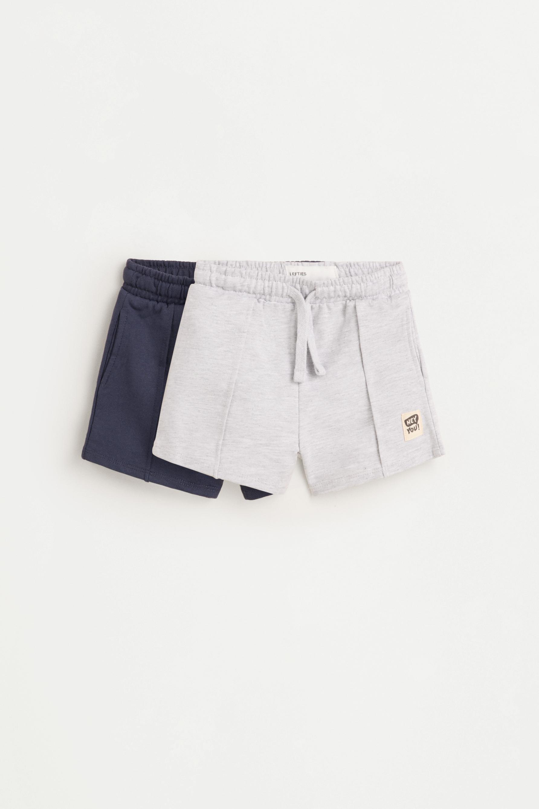 Pack of 2 plain fleece shorts — PALE GREY