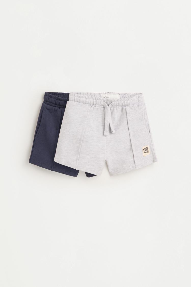Pack of 2 plain fleece shorts — PALE GREY