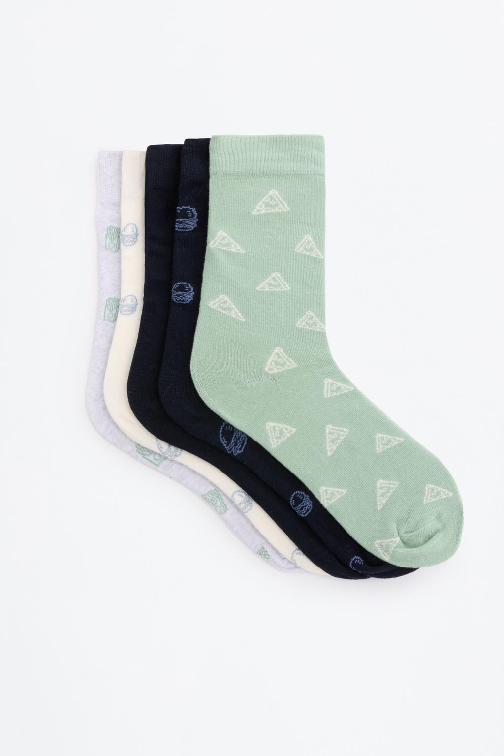 Pack of 5 printed long socks