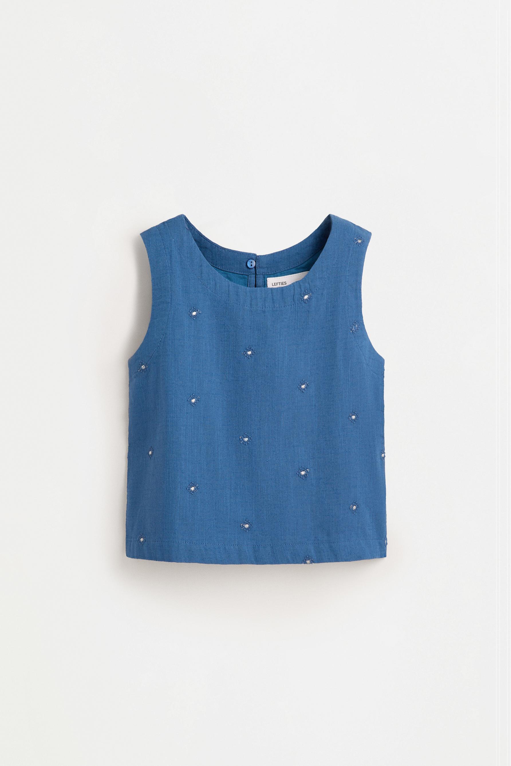 Embroidered top with shiny details — INK BLUE