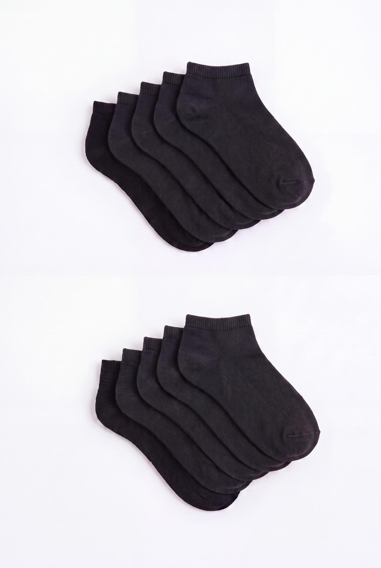 Plain ankle socks (Pack 10) — BLACK