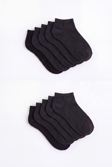 Plain ankle socks (Pack 10) — BLACK 1