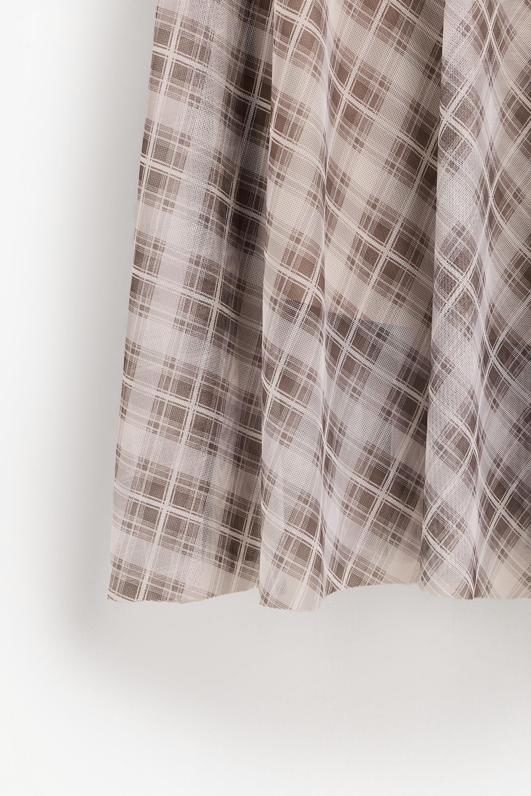 Plaid midi skirt — ECRU/BROWN