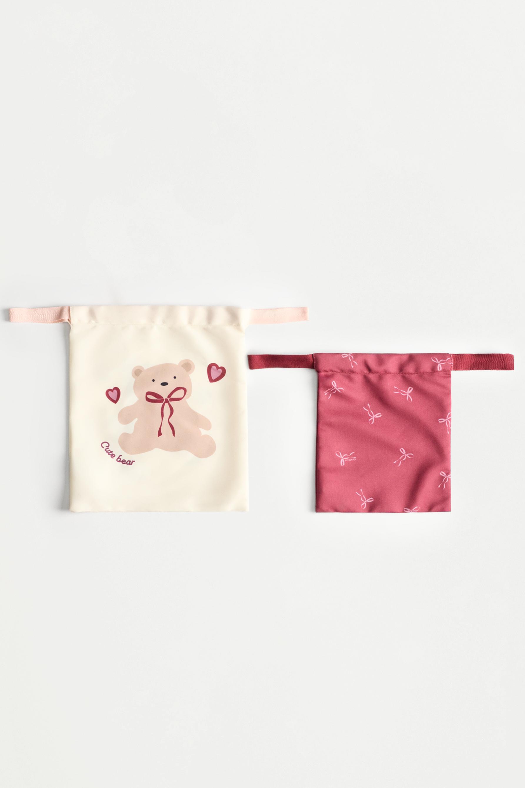 Bear multipurpose bags (2-pack) — PINK/WHITE